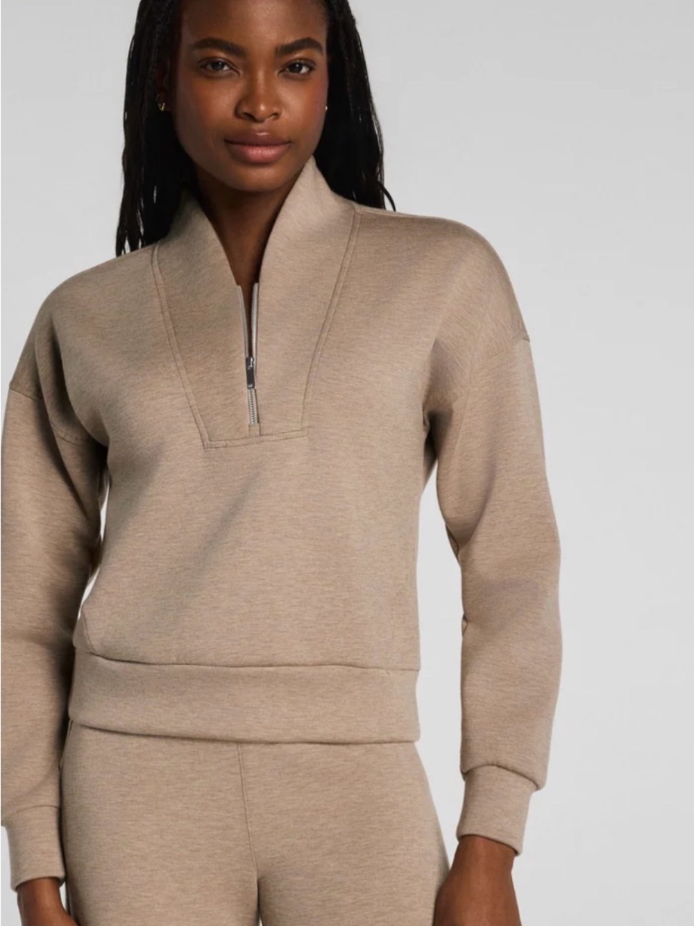 SPANX AirEssentials® Shawl Collar Half Zip | Dune Heather M
